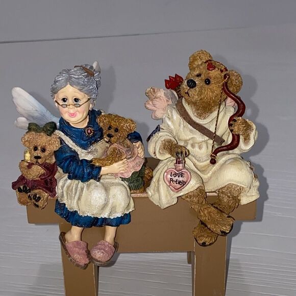 Boyds Bears Set Archer Straitshot & Grandma Faeriehugs Shelf Sitters Figurine - Picture 11 of 12